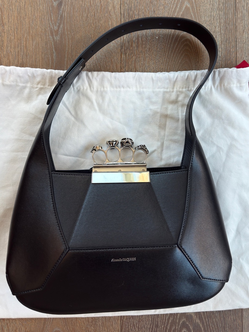 ALEXANDER MCQUEEN ‘The Jewelled Hobo Bag’ in Black - Picture 6 of 12
